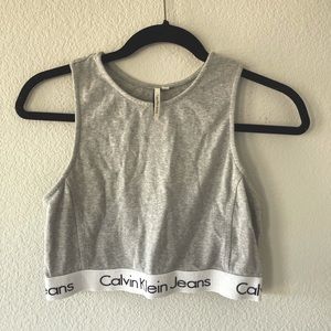 Calvin Klein High Neck Logo Crop Top